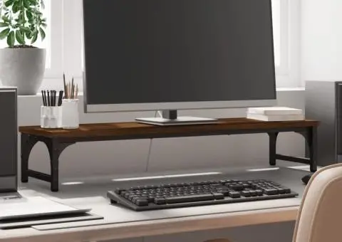 Suport pentru monitor, stejar maro, 85x23x15,5 cm lemn compozit - 1/5