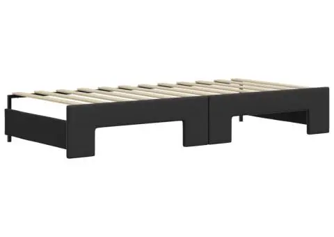 Pat de zi cu extensie și sertare negru 90x200cm piele ecologică - 5/5