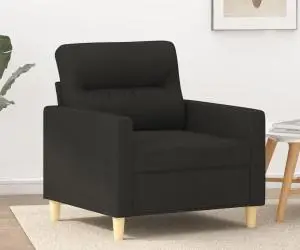 vidaXL Fotoliu canapea, negru, 60 cm, material textil