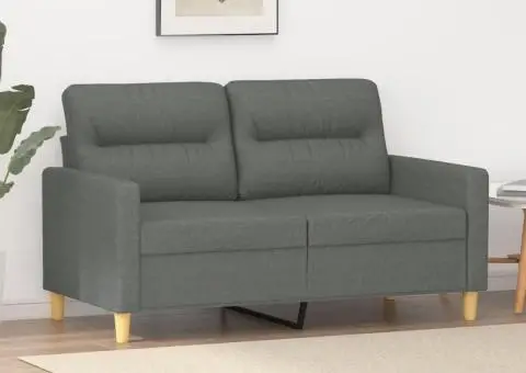 Canapea cu 2 locuri, gri închis, 120 cm, material textil - 1/5