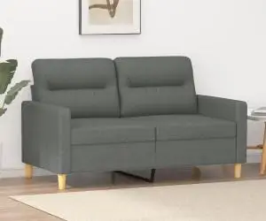vidaXL Canapea cu 2 locuri, gri închis, 120 cm, material textil