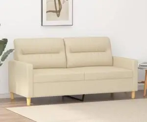 vidaXL Canapea cu 2 locuri, crem, 140 cm, material textil