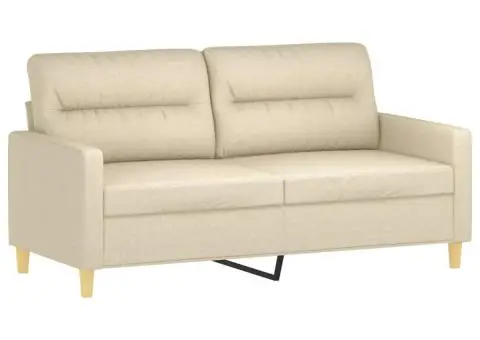 Canapea cu 2 locuri, crem, 140 cm, material textil - 2/5