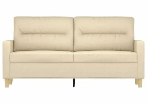 Canapea cu 2 locuri, crem, 140 cm, material textil - 3/5