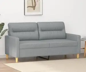 vidaXL Canapea cu 2 locuri, gri deschis, 140 cm, material textil