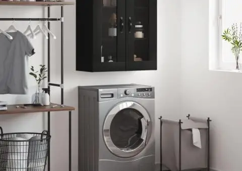 Dulap montat pe perete, negru, 69,5x34x90 cm, lemn prelucrat - 1/5