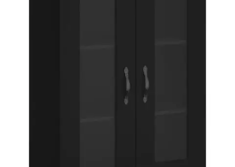 Dulap montat pe perete, negru, 69,5x34x90 cm, lemn prelucrat - 2/5