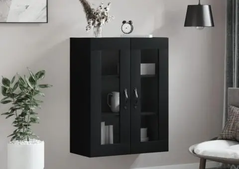 Dulap montat pe perete, negru, 69,5x34x90 cm, lemn prelucrat - 3/5