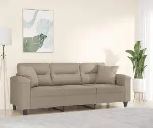 vidaXL Canapea cu 3 locuri și perne, gri taupe, 180 cm, microfibră