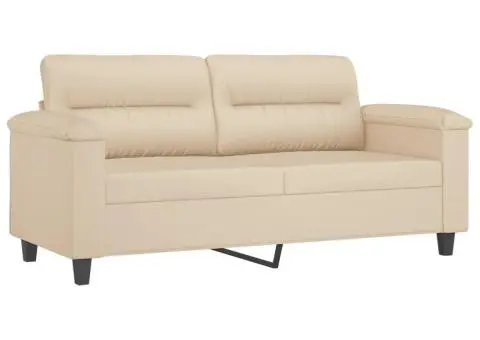 Canapea cu 2 locuri, cu perne, crem, 140 cm, microfibră - 4/5