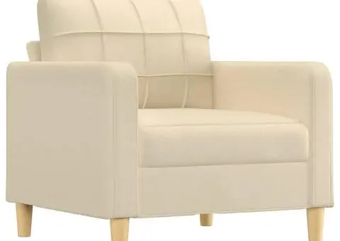 Set de canapele cu perne, 4 piese, crem, microfibră - 3/5