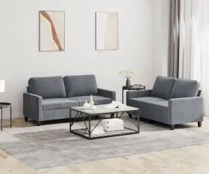 vidaXL Set de canapele cu perne, 2 piese, gri închis, catifea