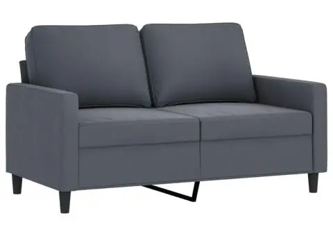 Set de canapele cu perne, 2 piese, gri închis, catifea - 3/5