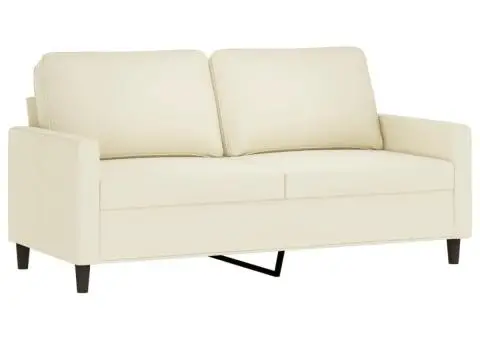 Set de canapele cu perne, 2 piese, crem, catifea - 4/5