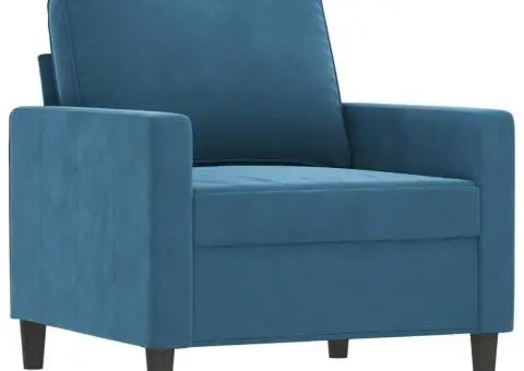 Set de canapele cu perne, 4 piese, albastru, catifea - 3/5