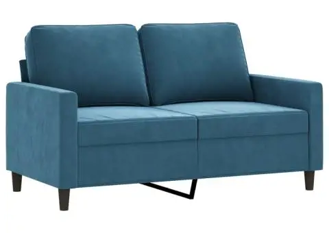 Set de canapele cu perne, 4 piese, albastru, catifea - 4/5