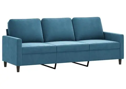 Set de canapele cu perne, 4 piese, albastru, catifea - 5/5
