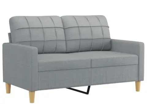 Set de canapele cu perne, 3 piese, gri deschis, textil - 3/5