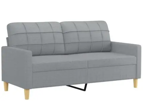 Set de canapele cu perne, 3 piese, gri deschis, textil - 4/5