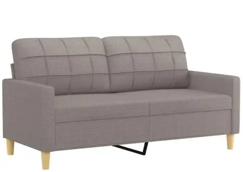 Set de canapea cu perne, 3 piese, gri taupe, material textil - 4/5