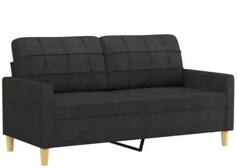 Set de canapele cu perne, 2 piese, negru, material textil - 4/5