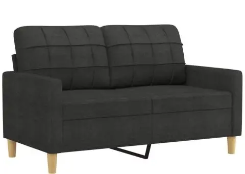 Set de canapele cu perne, 2 piese, negru, material textil - 3/5