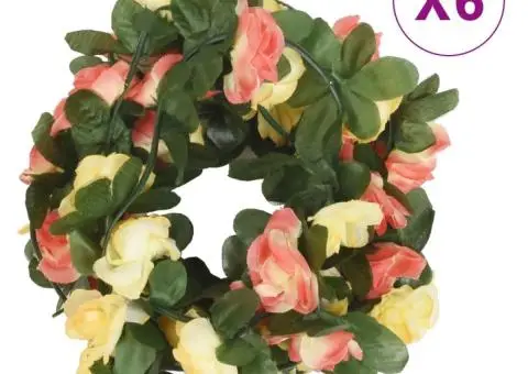 Ghirlande flori de Crăciun, 6 buc., roșu apus de soare, 250 cm - 1/5