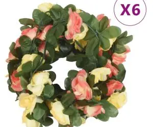 vidaXL Ghirlande flori de Crăciun, 6 buc., roșu apus de soare, 250 cm