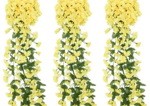 Ghirlande de flori de Crăciun, 3 buc., galben, 85 cm - 1/5