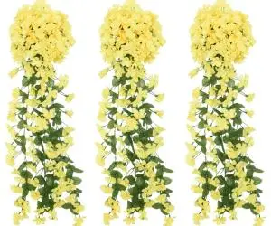 vidaXL Ghirlande de flori de Crăciun, 3 buc., galben, 85 cm
