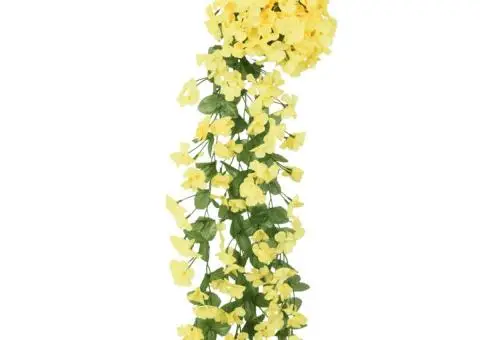 Ghirlande de flori de Crăciun, 3 buc., galben, 85 cm - 3/5