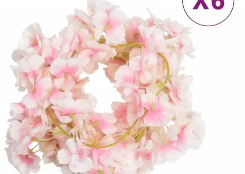 Ghirlande de flori de Crăciun, 6 buc., roz deschis, 180 cm - 1/5