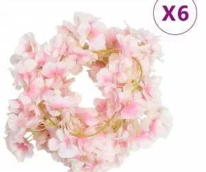 vidaXL Ghirlande de flori de Crăciun, 6 buc., roz deschis, 180 cm