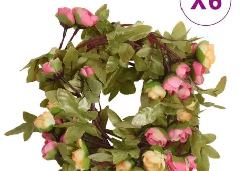 Ghirlande de flori de Crăciun, 6 buc., roz, 215 cm - 1/5