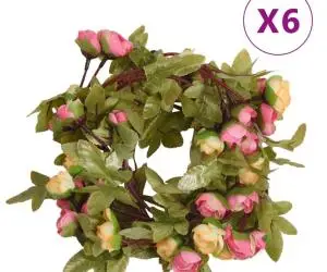 vidaXL Ghirlande de flori de Crăciun, 6 buc., roz, 215 cm