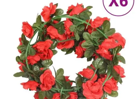 Ghirlande de flori de Crăciun, 6 buc., roșu, 240 cm - 1/5