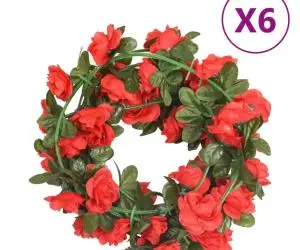vidaXL Ghirlande de flori de Crăciun, 6 buc., roșu, 240 cm