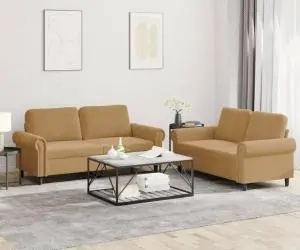 vidaXL Set de canapele cu perne, 2 piese, maro, catifea