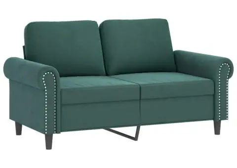 Set de canapele cu perne, 3 piese, verde închis, catifea - 3/5