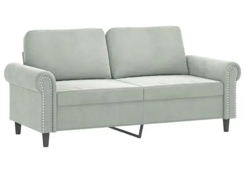 Set de canapele cu perne, 3 piese, gri deschis, catifea - 4/5