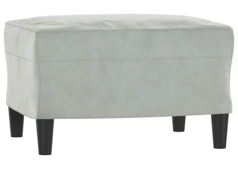 Set de canapele cu perne, 3 piese, gri deschis, catifea - 5/5