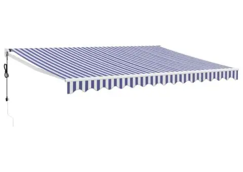 Copertină retractabilă automată, albastru și alb, 4,5x3 m - 2/5