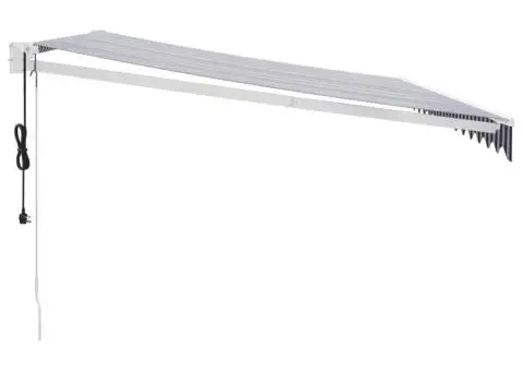 Copertină retractabilă automată, albastru și alb, 4,5x3 m - 4/5