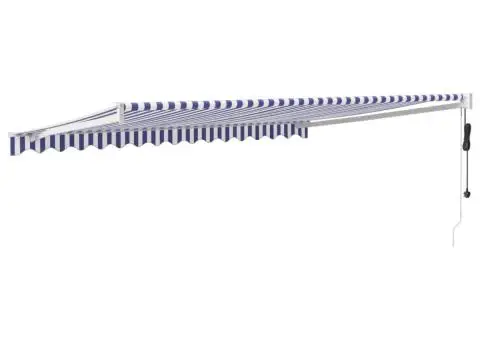 Copertină retractabilă automată, albastru și alb, 4,5x3 m - 5/5