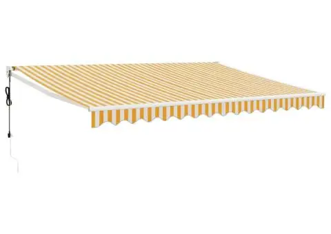 Copertină retractabilă automată, galben și alb, 4x3 m - 2/5