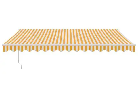 Copertină retractabilă automată, galben și alb, 4x3 m - 3/5