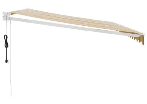 Copertină retractabilă automată, galben și alb, 4x3 m - 4/5