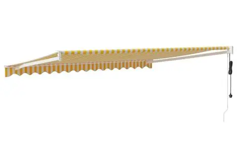 Copertină retractabilă automată, galben și alb, 4x3 m - 5/5