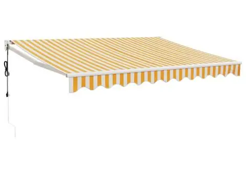 Copertină retractabilă automată, galben și alb, 3x2,5 m - 2/5