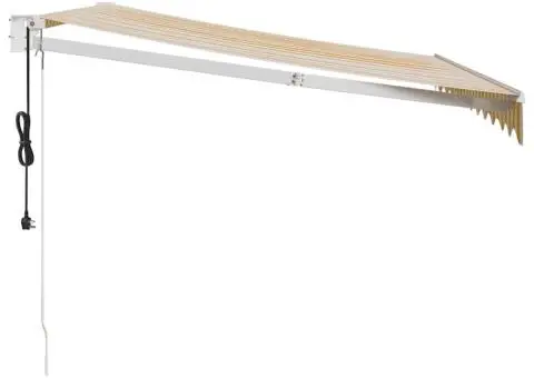 Copertină retractabilă automată, galben și alb, 3x2,5 m - 4/5